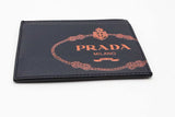 Prada Dark Blue Saffiano Leather Logo Card Case Wallet Eb0526lxrsa
