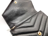 Yves Saint Laurent Ysl Black Chevron Quilted Leather Trifold Wallet Do0426oxzde