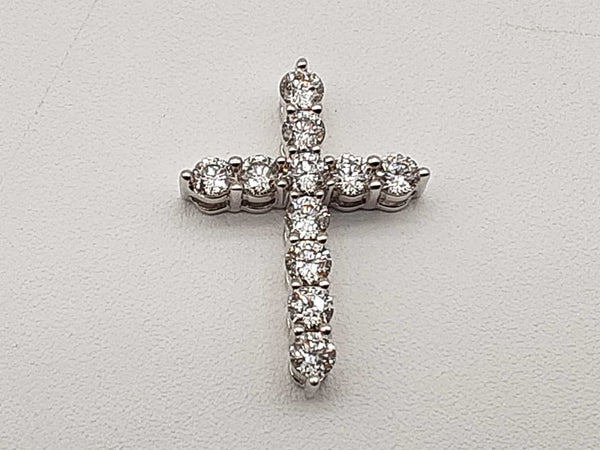 1.20 Cttw Diamonds 14k White Gold 2.5g Cross Pendant Do0725irxde