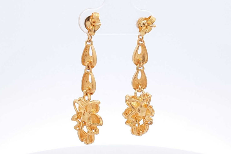 22k Yellow Gold Flower Dangle Earrings 10.5 Grams Ebeb1024rxzsa