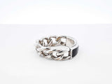 Gucci Chain Logo Ring In Sterling Silver & Black Enamel 8.4 Grams Size 22 / Us 10 Fw0626cxdu