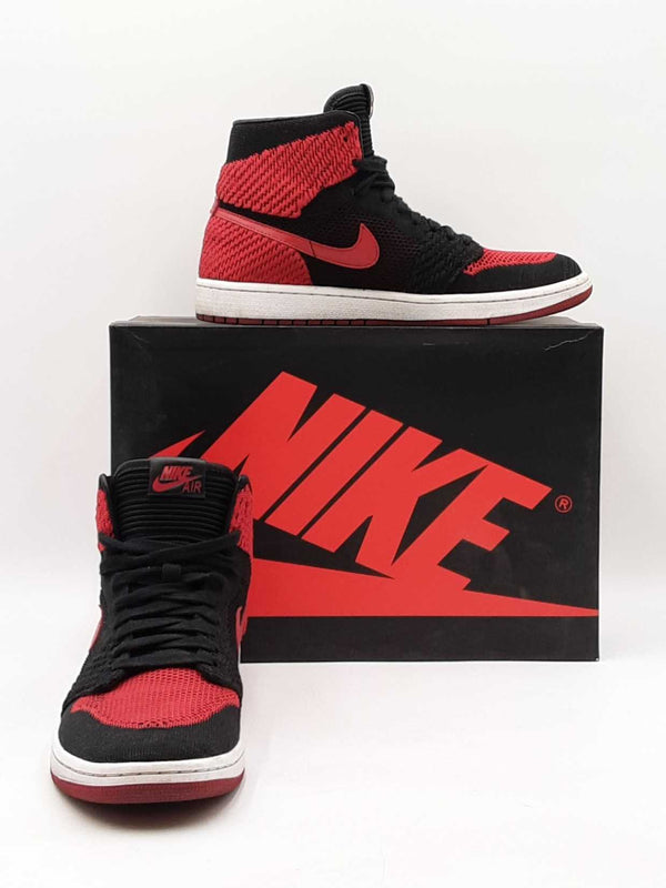 Nike Air Jordan 1 Retro Og Flyknit "Bred" Sneakers Size 9.5 Fw0225izdu