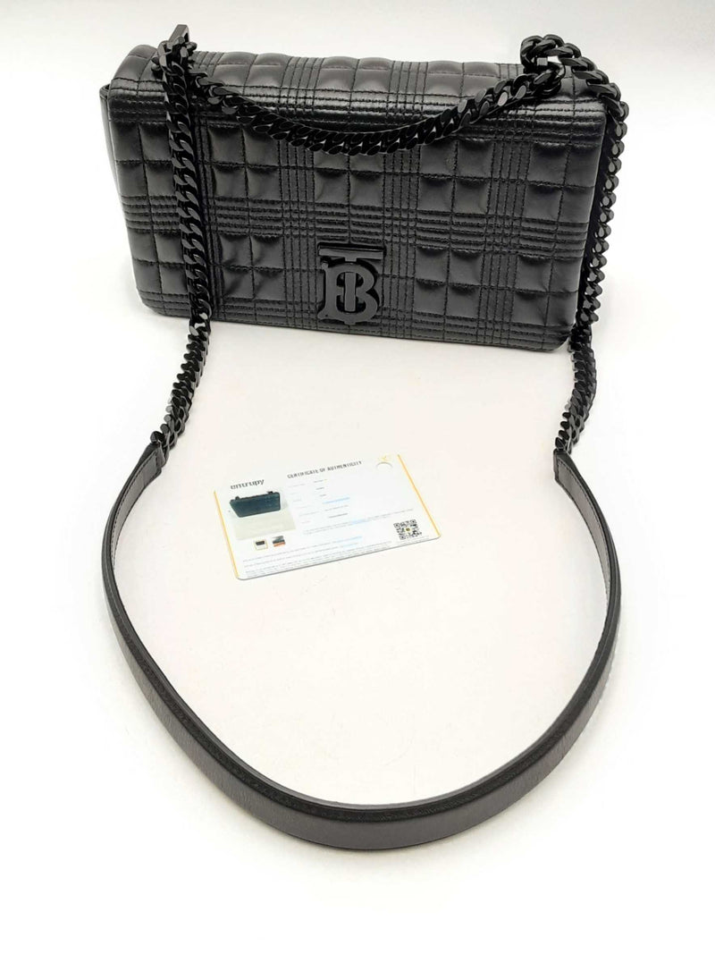 Burberry Quilted Black Leather Lola Shoulder Bag Eb1224wxzsa