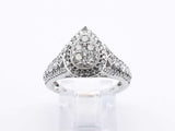 1.12 Cttw Diamond & 10k White Gold Cluster Ring 3.4 Grams Size 7 Fw0425ooxdu