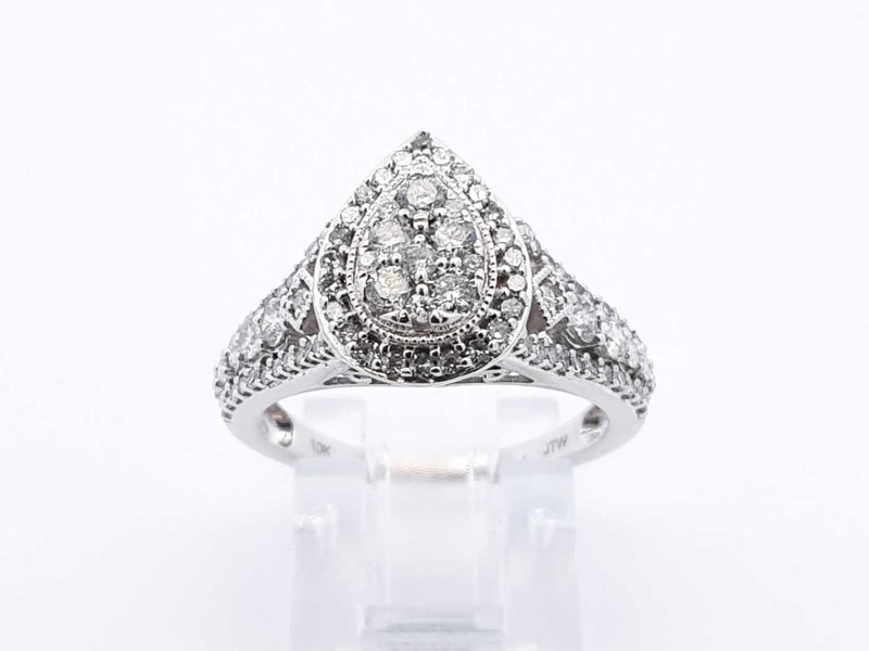 1.12 Cttw Diamond & 10k White Gold Cluster Ring 3.4 Grams Size 7 Fw0425ooxdu