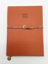 Miu Miu Brown Leather Wide Ruled Notebook Do1225ocde