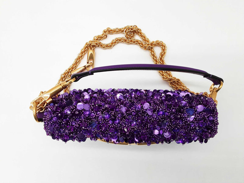 Valentino Garavani Loco Purple Sequin Shoulder Bag Do0724lxzxde