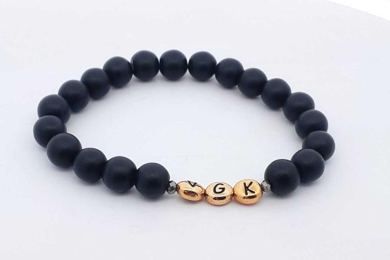 Black Bead Bracelet With Gold Tone Vgk Beads Eb0220losa