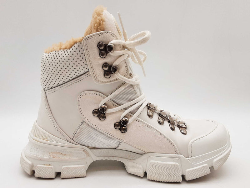 Gucci Flashtek White Fur Lined Sneakers Size It 38.5 Do1224loxde