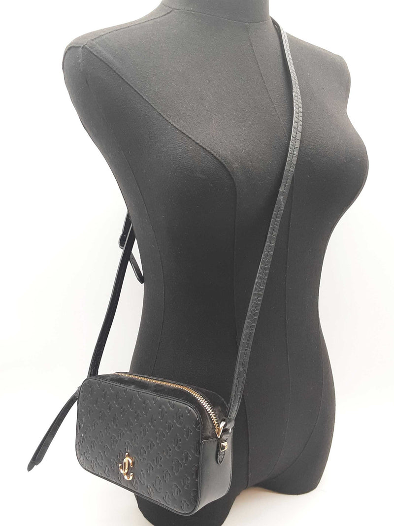 Jimmy Choo Palace Black Logo Leather Crossbody Bag Do0925rxde