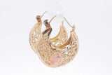 14k Yellow & Rose Gold Filigree Basket Hoop Earrings 4.6 Grams Eb1225lcrsa