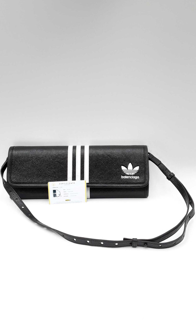 Balenciaga X Adidas Black Leather Strap Wallet Ebixzsa 144030005253