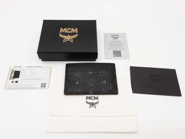 Mcm Black Visetos Coated Canvas Card Holder Do0425ixde