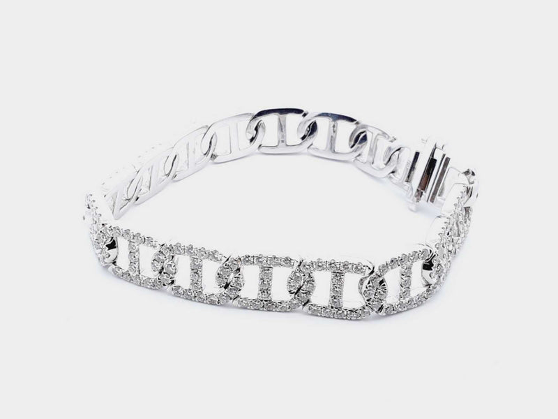 18k White Gold 36.7g 7cttw 7.25 Inch Diamond Link Bracelet Do0123iixzde