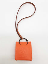 Hermes Shopping Bag Feu Orange Leather Bag Charm Do0625loxde
