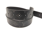 Louis Vuitton Monogram Eclipse Coated Canvas & Black Leather 40mm Belt Strap With Silver-tone Initiales Buckle Size 85|34 Fw0726lcrdu