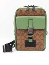 Coach Track Pack In Signature Canvas & Soft Khaki Green Leather Fw0926ezdu