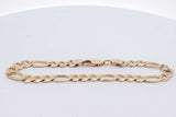14k Yellow Gold Figaro Chain Bracelet 8.8 Grams 7.5 Inch Eb0426rxzsa