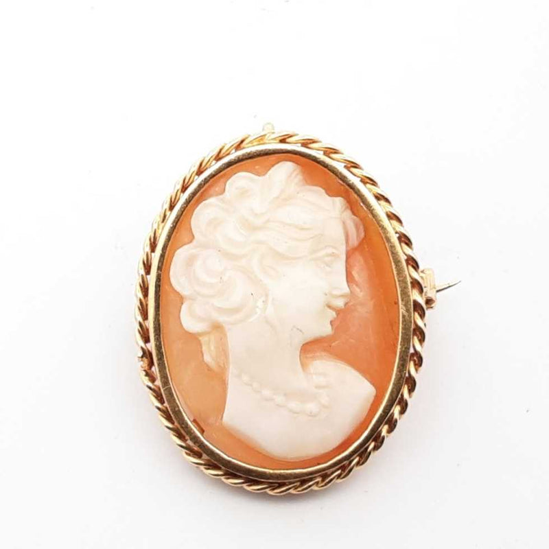 18k Yellow Gold Cameo Brooch Pendant 1 In 6.9g Lh0924oxzde