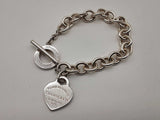 Tiffany & Co. Return To Tiffany Heart Tag 0.925 Silver 32.8g Bracelet 6.5 In Do0325lrxde