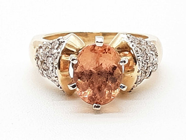 Oval Cut Morganite 14k Two-tone Gold 8.2g Ring Size 7