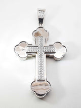3.20 Cttw Diamond & 14k White Gold Orthodox Cross Pendant 88.5 Gram Fw0726ixzxdu