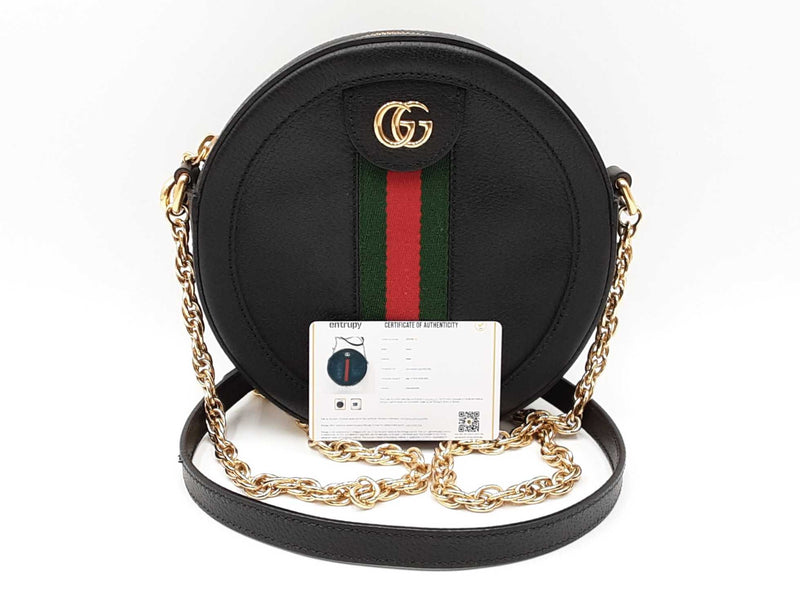 Gucci Mini Ophidia Web Crossbody In Black Leather Fw1025wixdu