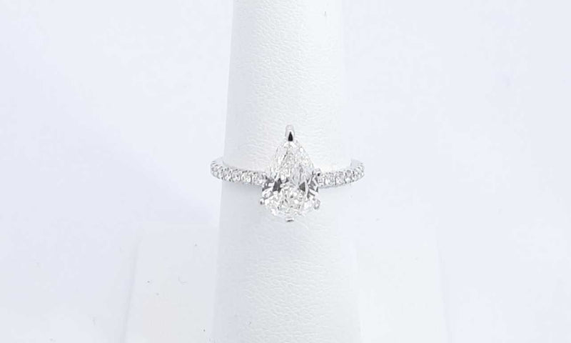 14k White Gold Pear Shaped Diamond Ring Size 6, 2.4 Grams Eb0524owxzdu