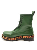 Balenciaga Green Leather Combat Boots Size 46 Eb0326oorde