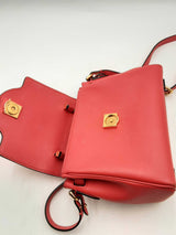 Versace La Medusa Red Leather Top Handle Bag Eb0125rxzsa