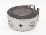 Mcm Claus Logo Misty Gray Reversible Monogram Belt Sd0725lzxsa