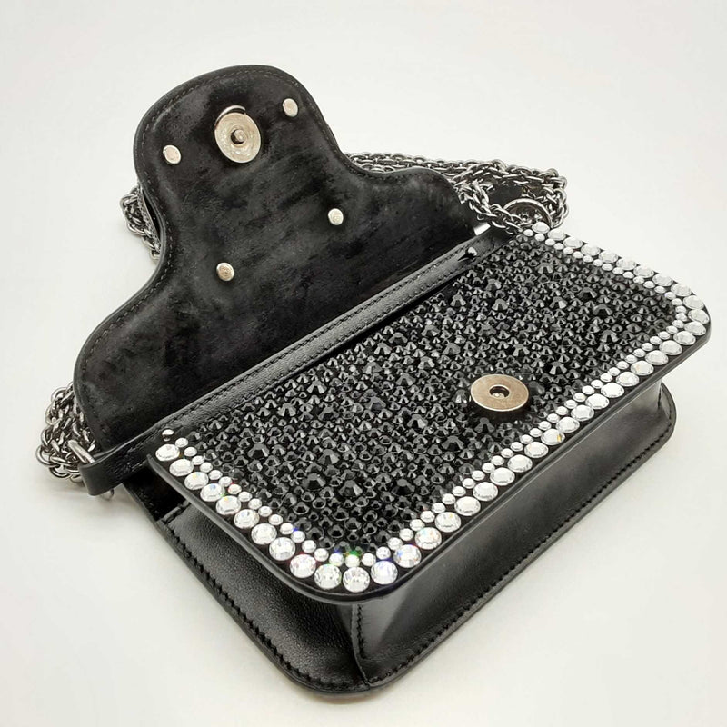 Valentino Garavani Black& Gold Loco Crystal Embellished Shoulder Bag L1124loxzd3