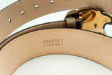 Versace Khaki Ostrich Belt With Medusa Buckle Eb0125lrxsa