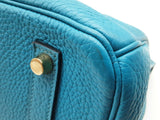 Hermes Birkin 35 Bleu Izmir Blue Clemence Gold Hardware Handbag Do0924crxzde