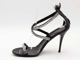 Giuseppe Zanotti Leather Crystal Embellished Sandals Black Size 37.5 Aa0626crsa