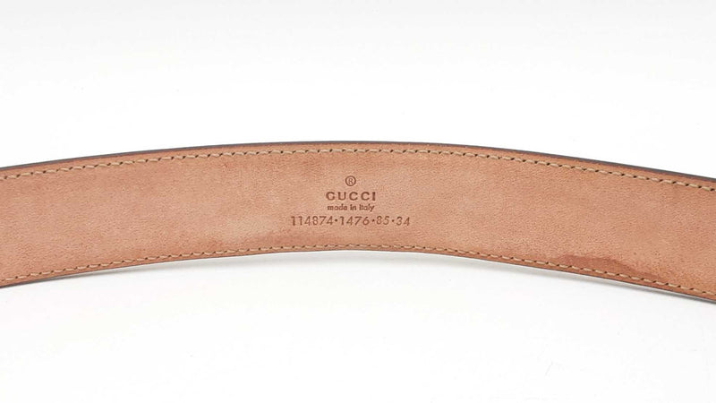 Gucci Interlocking G Belt Buckle With Denim & Leather Belt Size 85|34 Fw0825ezdu