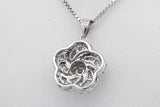 2.00cttw 18k White Gold Diamond Cluster Floral Pendant With 14k White Gold Box Chain 18 Inch 7.4 Grams Eb0426pprdu