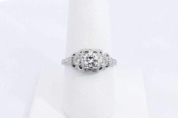 Approx. 0.51ctw Diamond Ring In 18k White Gold 2.7 Grams Size 8.25 Eb0924irxsa