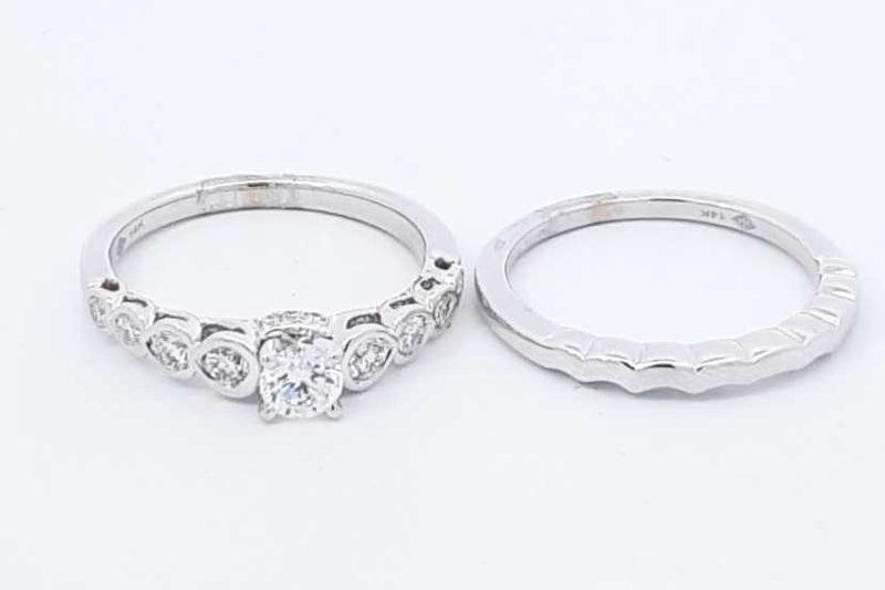 0.91ctw Diamond Wedding Set In 14k White Gold 5.8 Grams Size 7 Eb0925wrxdu