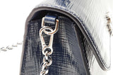 Tory Burch Britten Navy Blue Textured Patent Leather Top Handle Bag Eb0826lxzde