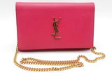 Yves Saint Laurent Pink Leather Cassandre Clutch With Chain Eb0526cpide