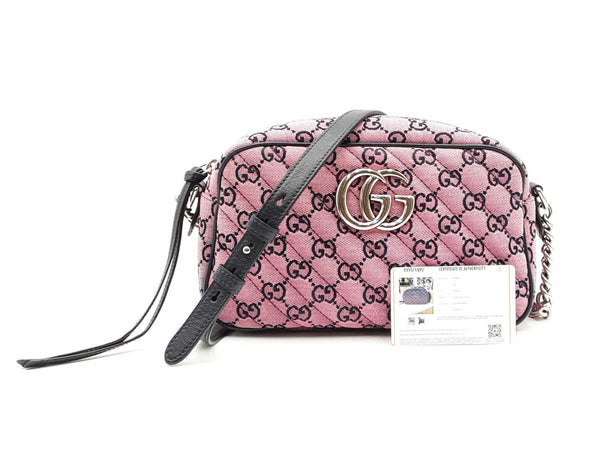 Gucci Gg Marmont Diagonal-quilted Canvas Shoulder Bag In Pink Fw0825ozxdu