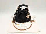 Versace La Medusa Charm Black Satin & Leather Mini Bucket Bag Fw1224pxzsa