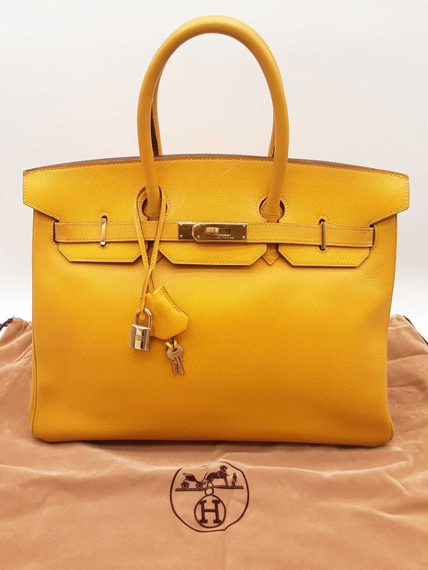 Hermes Birkin 35 Jaune Yellow Epsom Gold Hardware Handbag Do0723spxzde