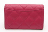 Chanel Fuchsia Quilted Caviar Flap Card Holder Eb1225wxzde