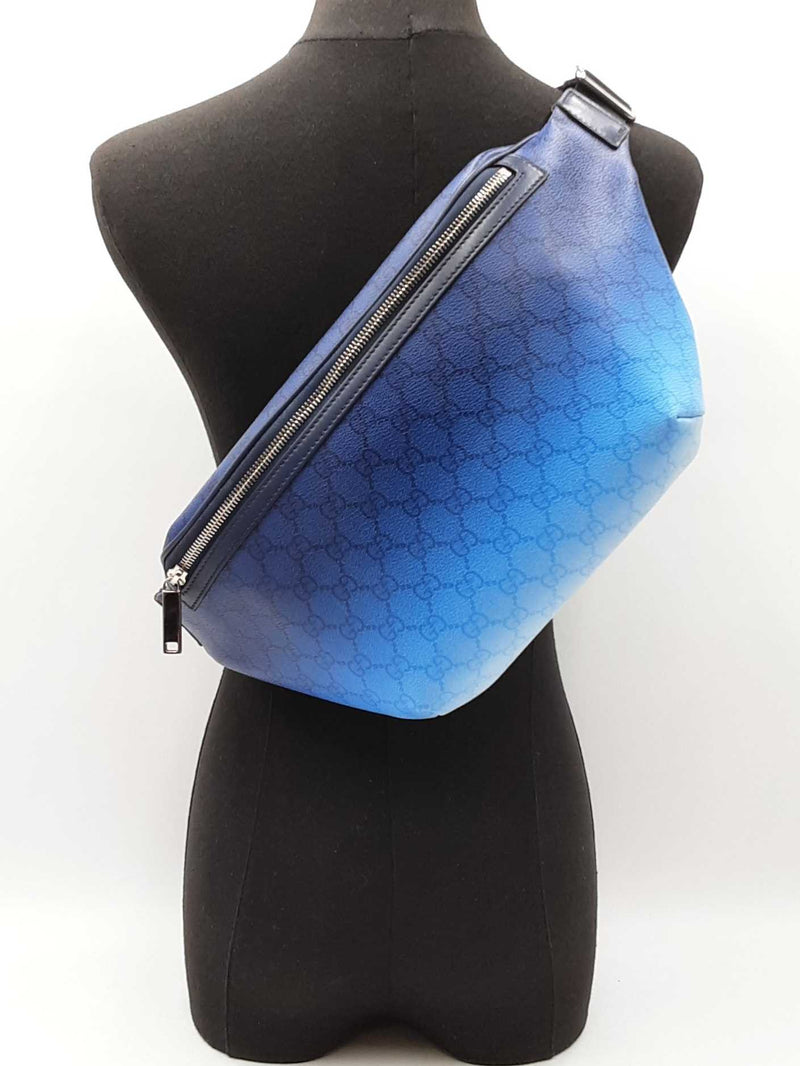 Gucci Chroma Large Belt Bag In Blue Gg Monogram Coated Canvas Fw1025szxdu