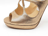 Jimmy Choo Loila Gold Metallic Strappy Peep Toe Heels Size 35.5 Fw0824sxdu
