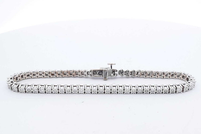 Approx. 0.6ctw Diamond Tennis Bracelet In 10k White Gold 12.1g 7 In Eb1024cxzdu