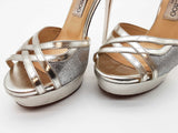 Jimmy Choo Laurita Silver Metallic Glitter Heels Size Eu 37.5 Do0625pxde