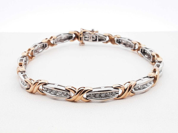 2.75 Cttw Diamond & 10k Two-tone Gold Bracelet 10.8 Grams 7 Inch Fw0624irxdu